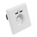 Prise encastrable 16A T + 2 chargeurs USB