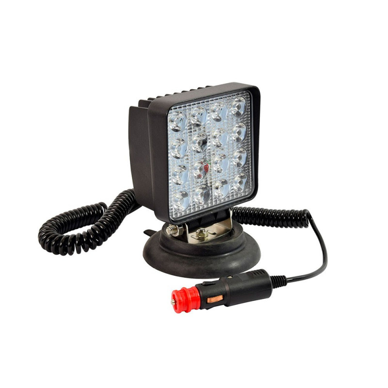 Projecteur de travail LED carré 48W aimenté 12V - 24V - allume cigares