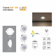 3 spots leds intégrés 3x5W orientables