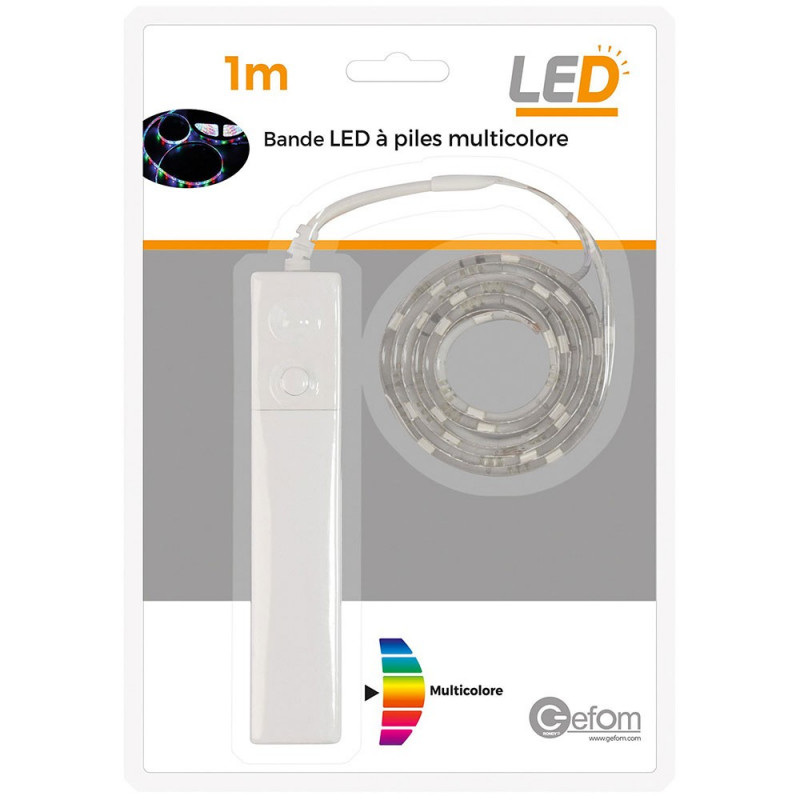 Bande LED à pile 1M Rgb avec détecteur 2W