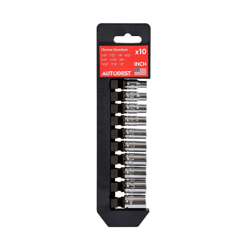 Jeu de 10 douilles US - inch -carré 1/4 "