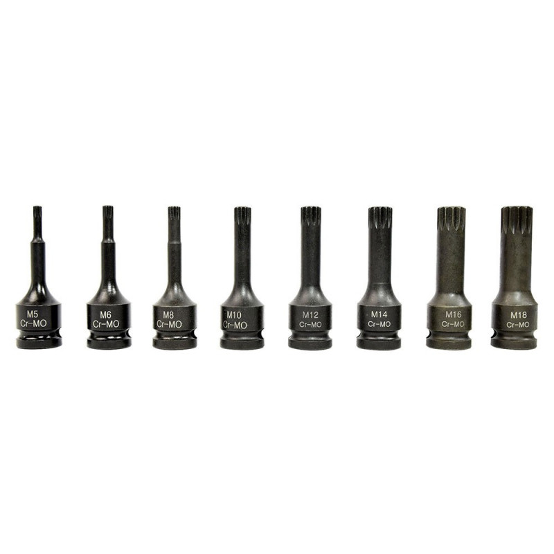 Coffret 8 douilles torx à choc - carré 1/2"