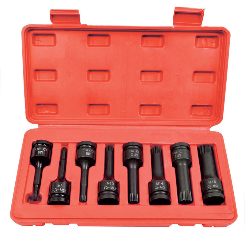 Coffret 8 douilles torx à choc - carré 1/2"