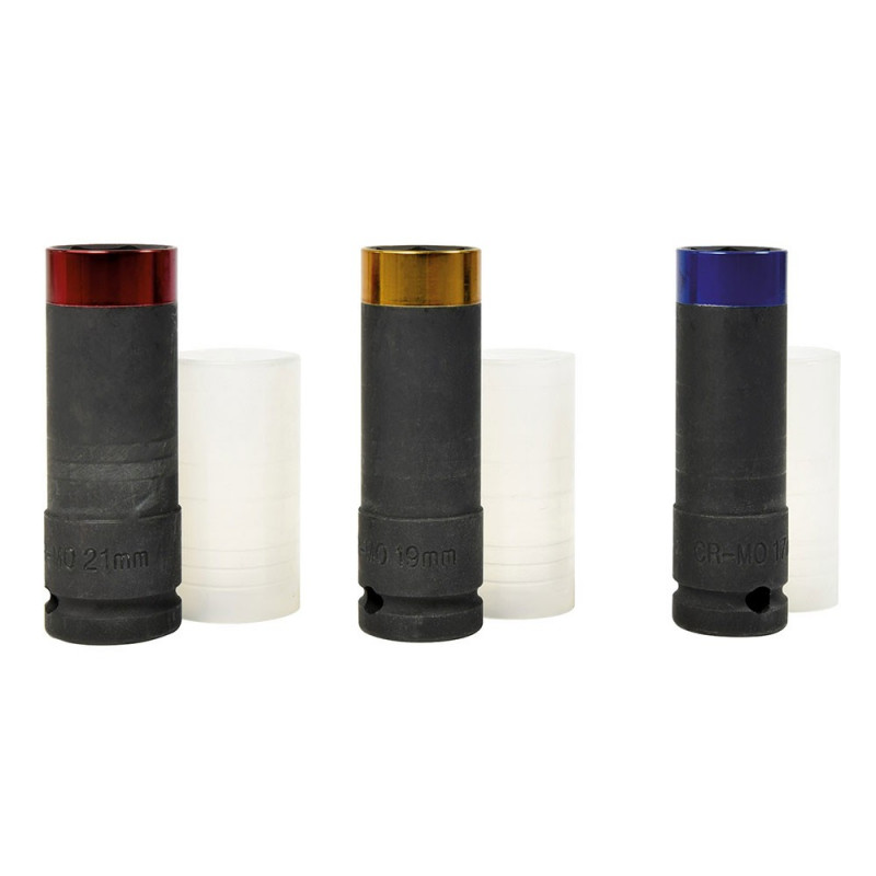 Coffret de 3 douilles pour jante alu - Avec protection