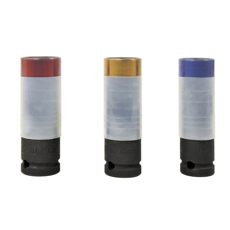 Coffret de 3 douilles pour jante alu - Avec protection