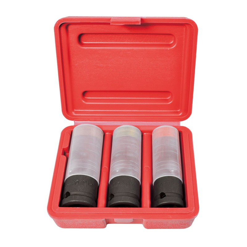 Coffret de 3 douilles pour jante alu - Avec protection