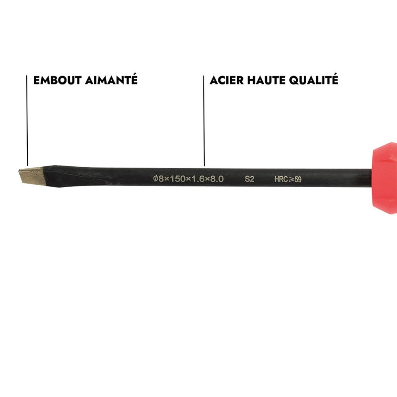 Tournevis plat - 8 x 150 mm