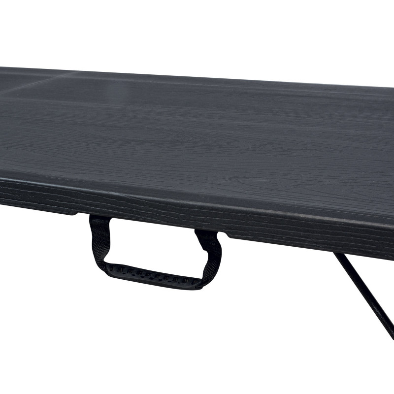 Table de Jardin pliante noire - Imitation bois - Capacité 8 Personnes  - poignée de transport