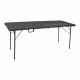 Table de Jardin pliante noire - Imitation bois - Capacité 8 Personnes  - poignée de transport