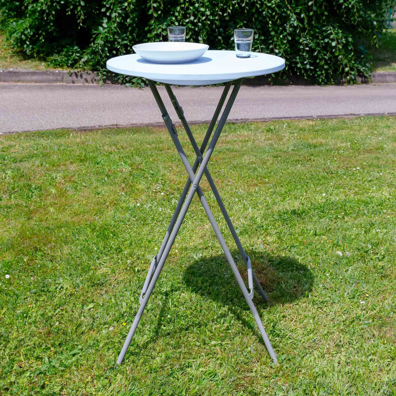Mange debout Pliant  - Hauteur 110cm - Table haute pliable Diamètre 60cm - Plateau résine structure acier laquée