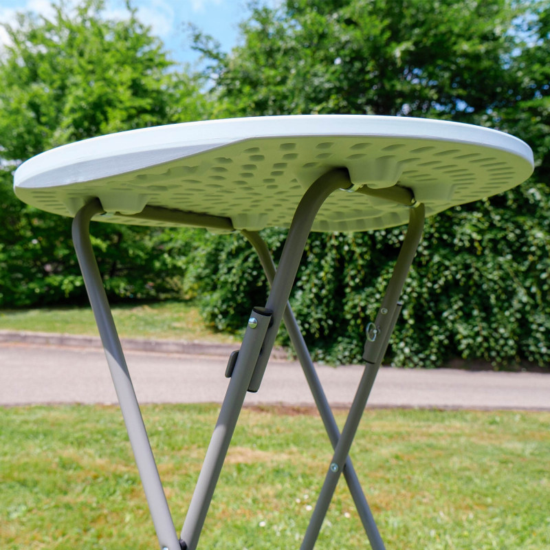 Mange debout Pliant  - Hauteur 110cm - Table haute pliable Diamètre 60cm - Plateau résine structure acier laquée