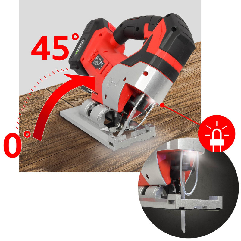 Scie sauteuse sans fil 18V Easy Full - avec batterie et chargeur - Coupe dans le Bois 70mm Métal 5mm - 0-45° Coupe en Biseau