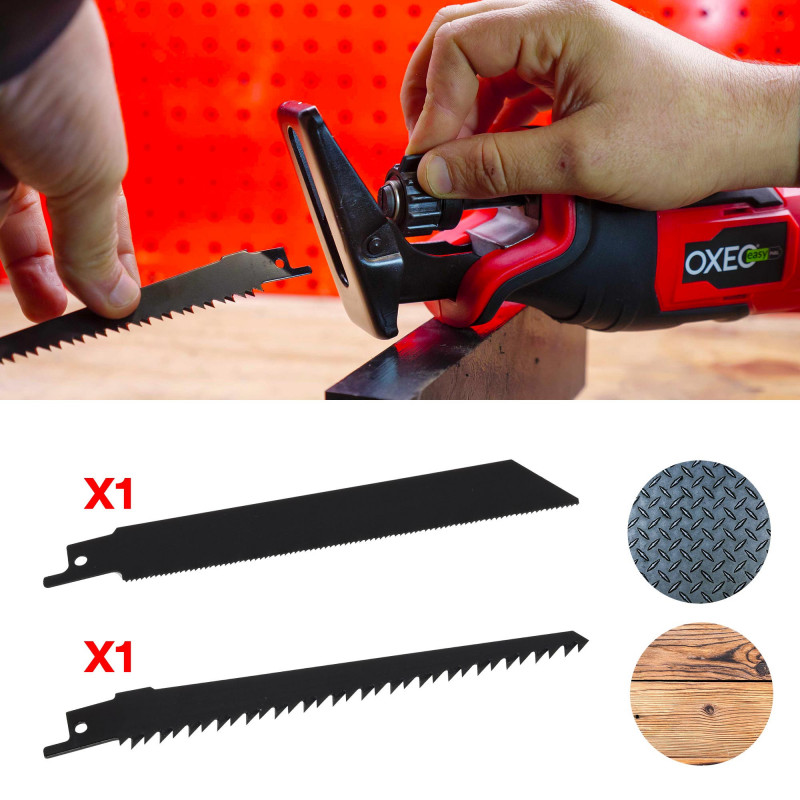 Scie sabre sans fil 18V Easy Full - sans batterie - Vitesse variable 0 à 3000 tr/min - 2 lames pour coupe de bois et métal
