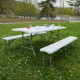 Table et bancs de jardin - Table pliante jardin - Table pique nique + 2 bancs pliants camping  - Blanc