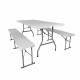 Table et bancs de jardin - Table pliante jardin - Table pique nique + 2 bancs pliants camping  - Blanc