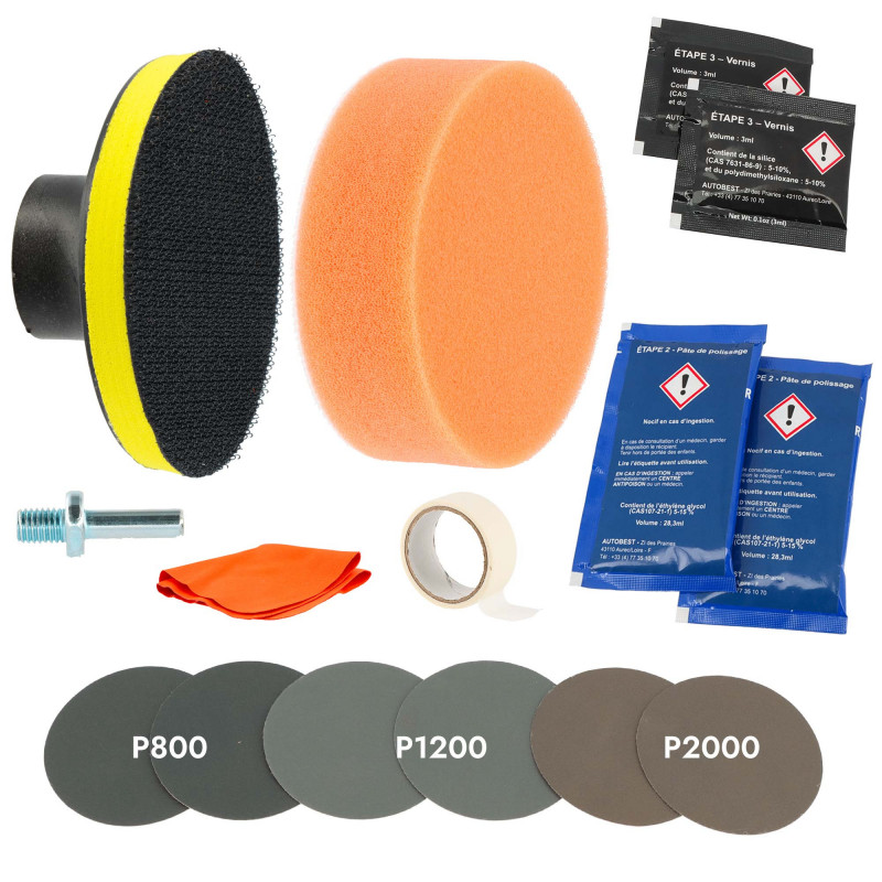 Kit Rénovation Phares Voiture – Polish Pour Phares Jaunis, élimine Les Rayures, Avec éponge Et Serviette