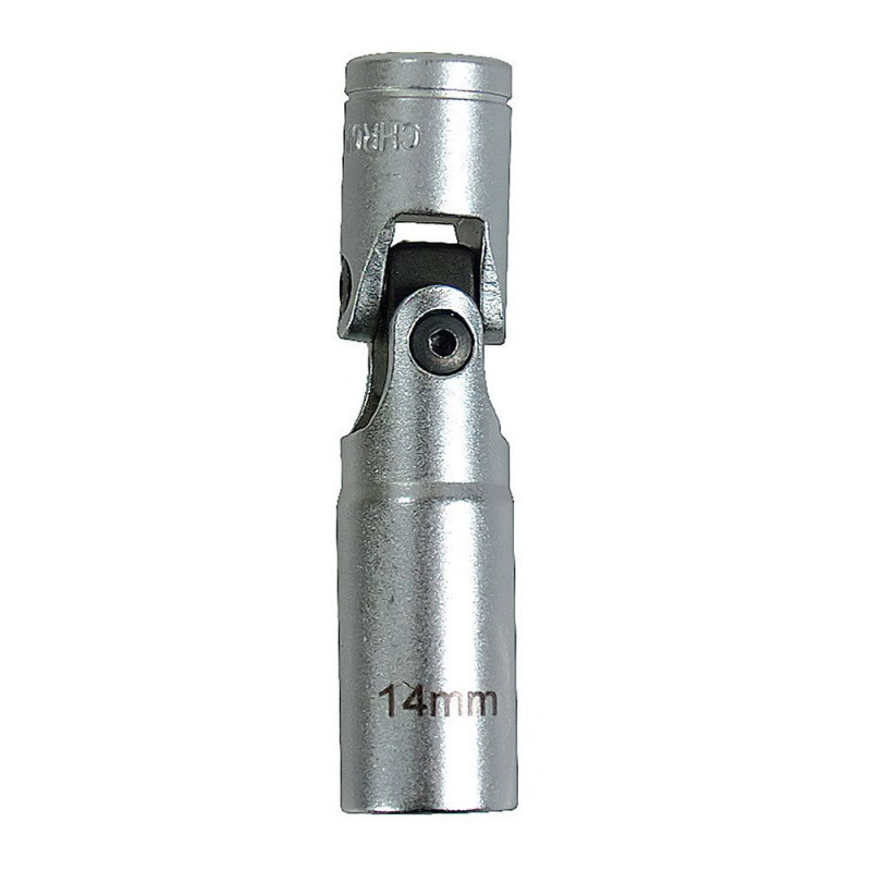 Douille bougie cardan 14 mm - carré 3/8 - 6 pans chrome vanadium