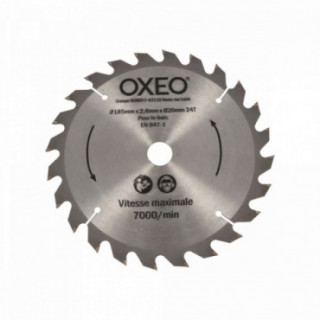 Lame - dia 185mm x 2,4 mm x dia 20 mm - 7000 t/min - pour scie circulaire 1200W - pour le bois - pour ref OXEO 760061