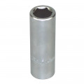 Douille longue 14 mm, acier au chrome vanadium, satinée, 6 pans,carré 1/2 - 12,7 mm