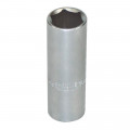 Douille longue 16 mm, acier au chrome vanadium, satinée, 6 pans,carré 1/2 - 12,7 mm