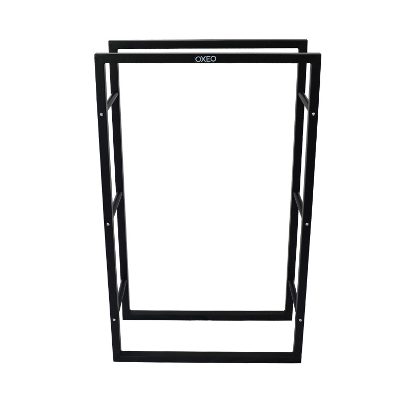Range bûches robuste en acier - Porte bûches Intérieur extérieur - Support Rangement Bois de cheminée - 100 x 60 x 24 cm - Noir