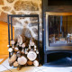 Range bûches robuste en acier - Porte bûches Intérieur extérieur - Support Rangement Bois de cheminée - 100 x 60 x 24 cm - Noir