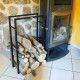 Range bûches robuste en acier - Porte bûches Intérieur extérieur - Support Rangement Bois de cheminée - 100 x 60 x 24 cm - Noir