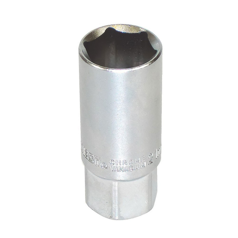 Douille longue 21 mm, acier au chrome vanadium, satinée, 6 pans,carré 1/2 - 12,7 mm