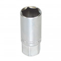 Douille longue 21 mm, acier au chrome vanadium, satinée, 6 pans,carré 1/2 - 12,7 mm