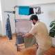 Etendoir pliable sur roulettes - 3 niveaux - Séchoir à linge acier - H145 cm - 10 cintres - 20 pinces à linges - 2 porte-cintres