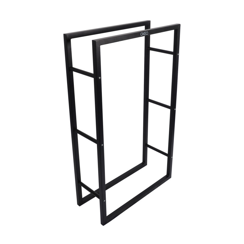 Range bûches robuste en acier - Porte bûches Intérieur extérieur - Support Rangement Bois de cheminée - 100 x 60 x 24 cm - Noir
