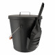 Seau à cendres 24L - Seau à charbon - Avec pelle - Acier - Poignée de transport en bois - Cheminée Poêle et Barbecue