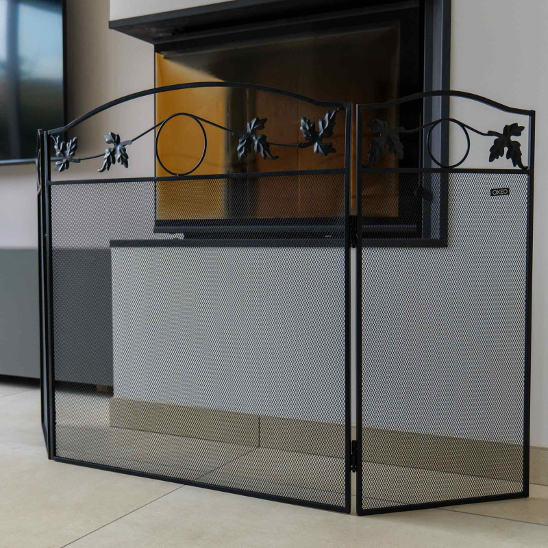 Grille de protection cheminée - Pare feu cheminée - Pliable 3 panneaux - Longueur 131cm - Hauteur 73cm - Acier - Décoratif
