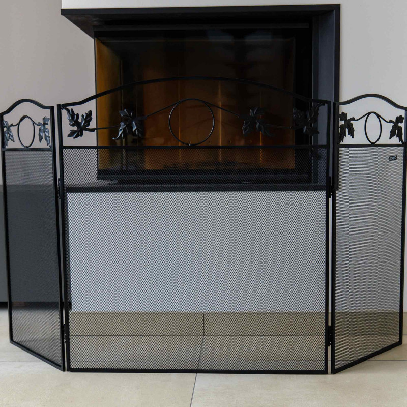 Grille de protection cheminée - Pare feu cheminée - Pliable 3 panneaux - Longueur 131cm - Hauteur 73cm - Acier - Décoratif