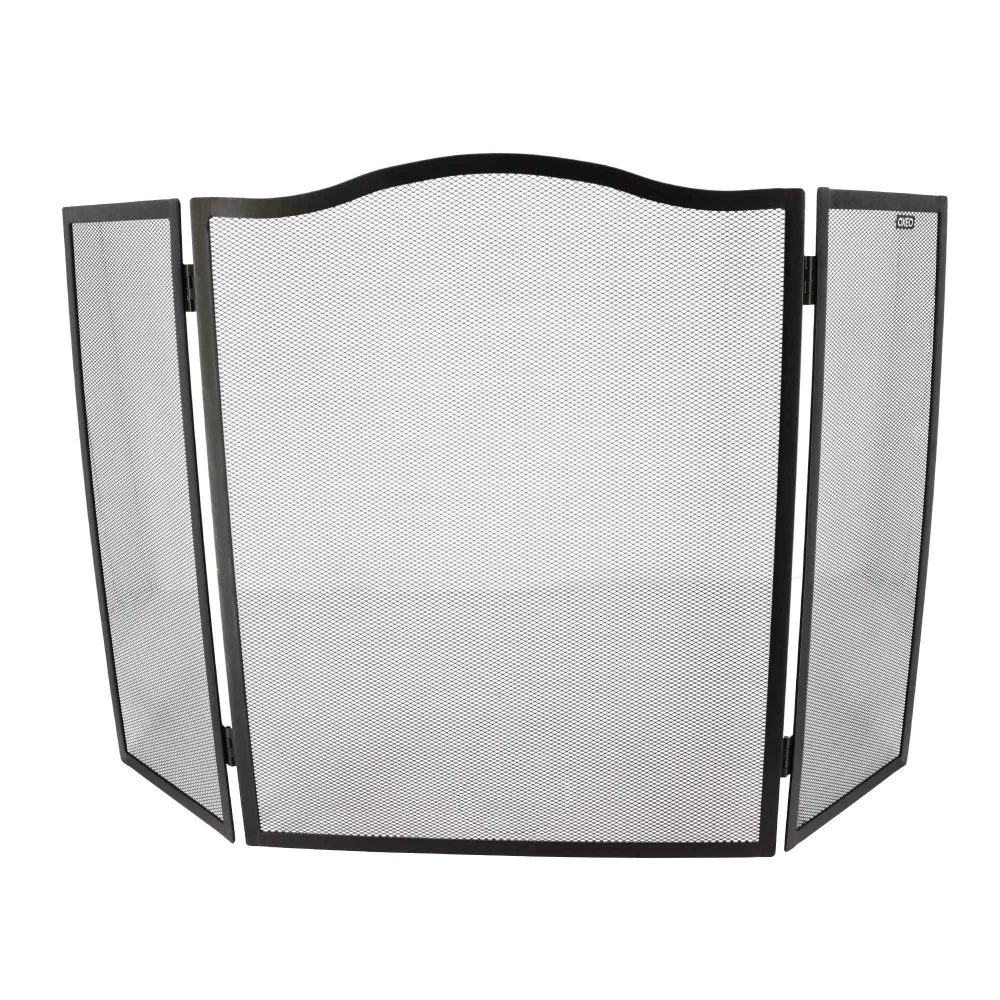 Pare-étincelles Pour Cheminée à Bois – 4 Panneaux, Portes Coulissantes – 89x33x72 Cm, Métal Noir