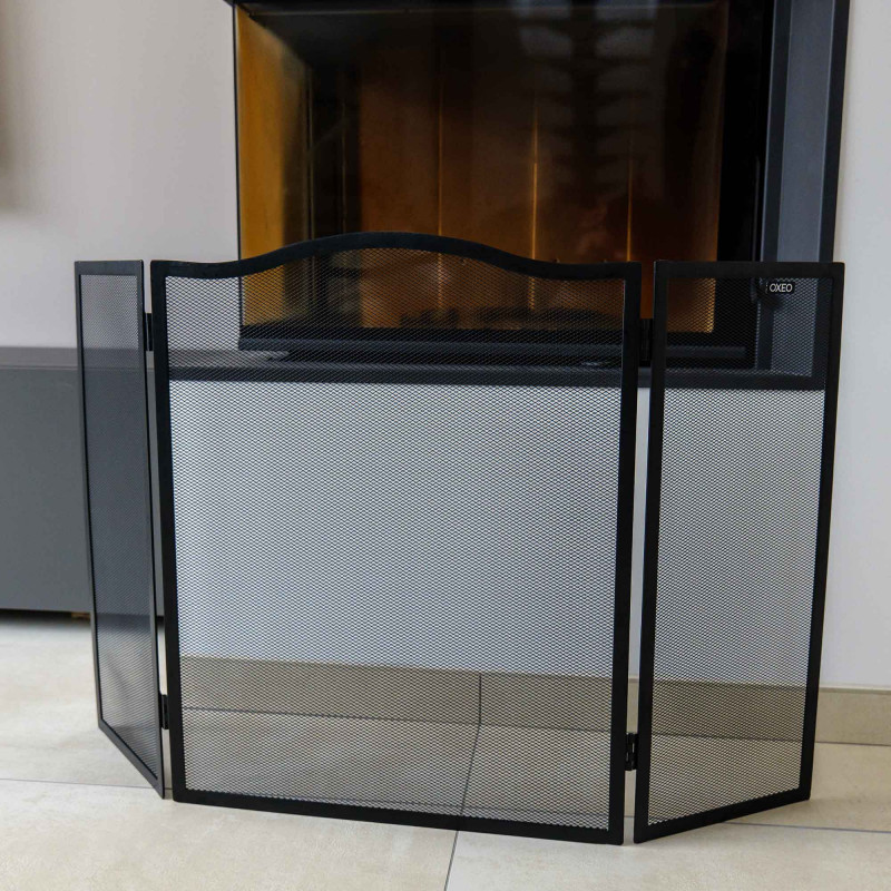 Grille de protection cheminée - Pare feu cheminée - Pliable 3 panneaux - Longueur 96cm - Hauteur 58cm - Acier