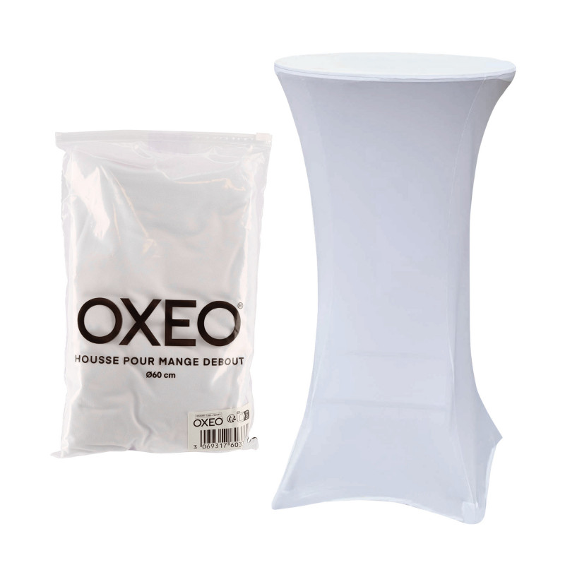 Housse mange debout 60cm blanc - House de protection table haute de bar - Pour diamètre de table 60cm - couleur blanc