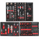 Servante pro 6 tiroirs - 3 tiroirs équipés 112 outils - Fermeture sécurisée - 2 roulettes avec freins - Capacité par tiroir 30kg