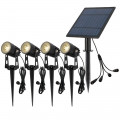 Spots solaires LED avec piquets X4 - Câble 3M - Éclairage Exterieur Solaire pour Jardin et Chemin - Orientable - Étanche IP44