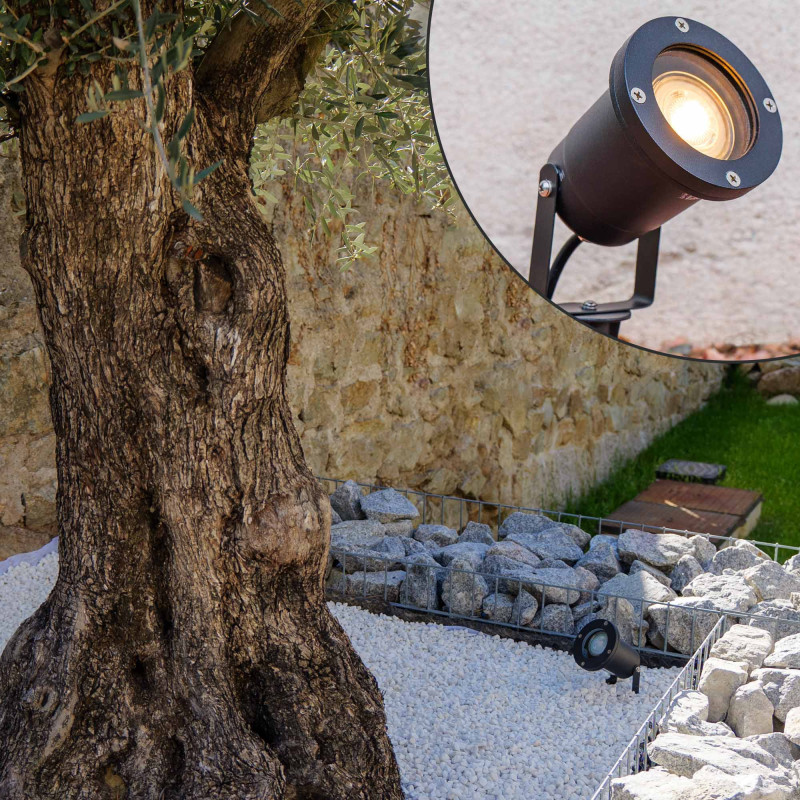 Spot extérieur avec piquet X6 - Pour Ampoule LED GU10 - Câble 1m50 - Éclairage de Jardin à piquer - Orientable - Étanche IP65