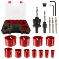 Coffret scie cloches Bi-métal HSS - 17 pièces - Diamètre 20 à 68 mm - Profondeur Coupe 40mm - Perçage métal - bois - PVC