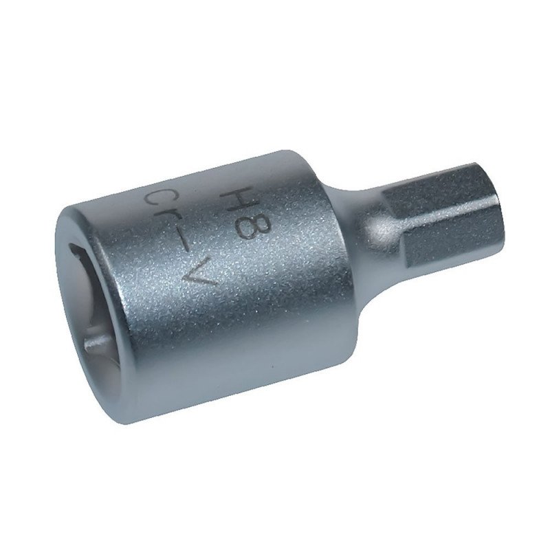 Embout de vidange, chrome vanadium, male,  3/8, 6 pans, 8 mm
