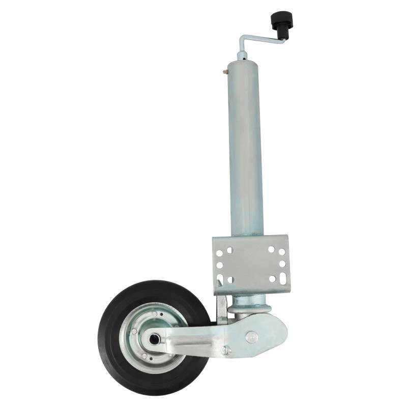 Roue Jockey - 500kg - Tube acier 60mm - Escamotable - Bride de fixation soudée multi-trous - Universelle tous types de remorques