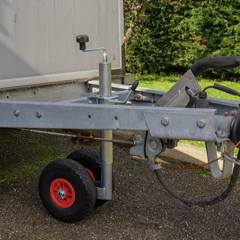 Roue Jockey double - Tube métal 48mm - Pneus increvable 260x85mm  - Pour caravane et remorque