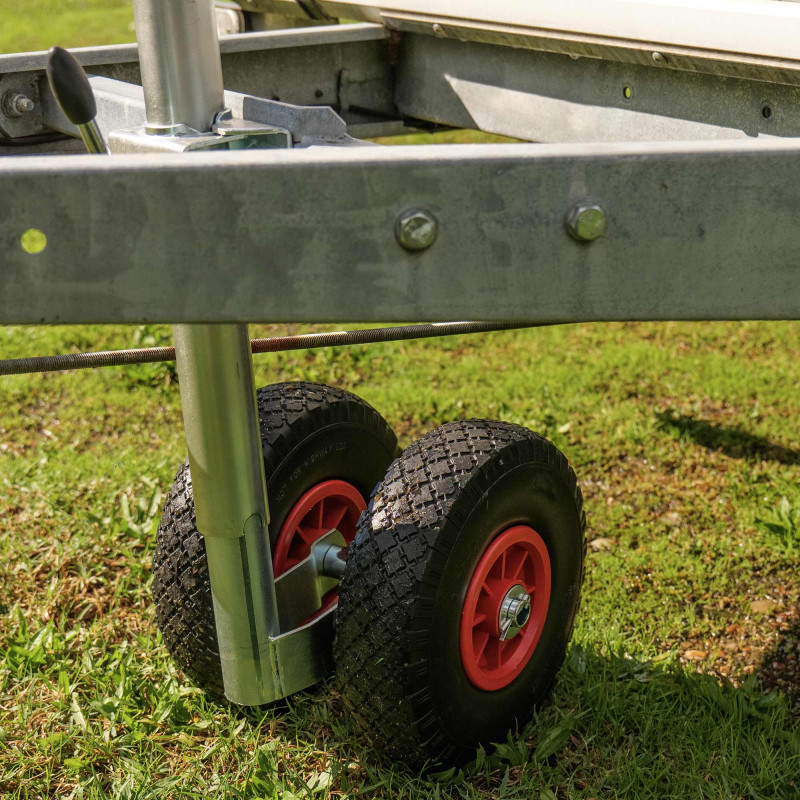 Roue Jockey double - Tube métal 48mm - Pneus increvable 260x85mm  - Pour caravane et remorque