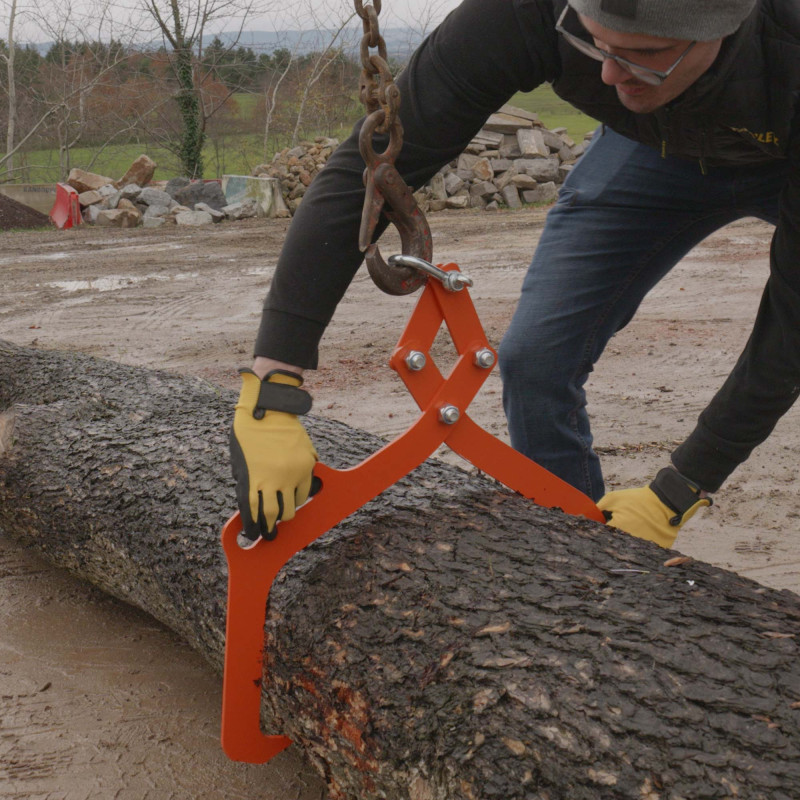 Pince forestière capacité 1000 kg - pour troncs max. 700 mm - Pince de levage 2 mandrins de serrage - Force 1 tonne - poignée