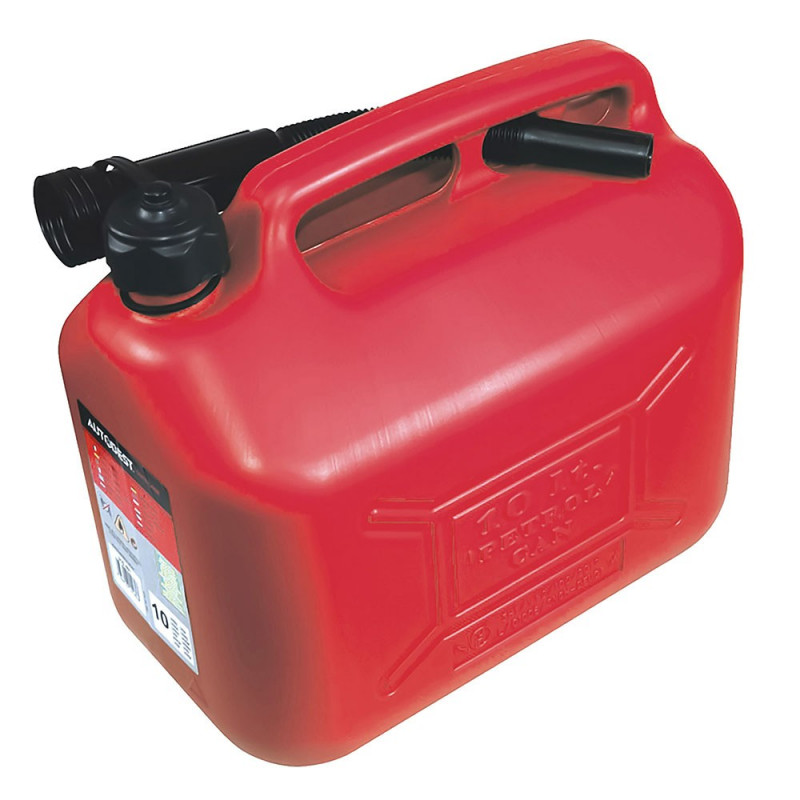 Jerrican plastique 10 litres HOMOLOGUE avec bec verseur