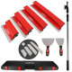 Lames à Lisser plaquiste - Coffret lames 0.35mm et 0.5mm - Acier inoxydable - Perche extensible - Lames souples et rigides
