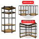 Étagère d'angle noire charges lourdes - en métal 5 plateaux - 875 Kg - 180x75x40cm - Étagère de coin - Garage atelier cave