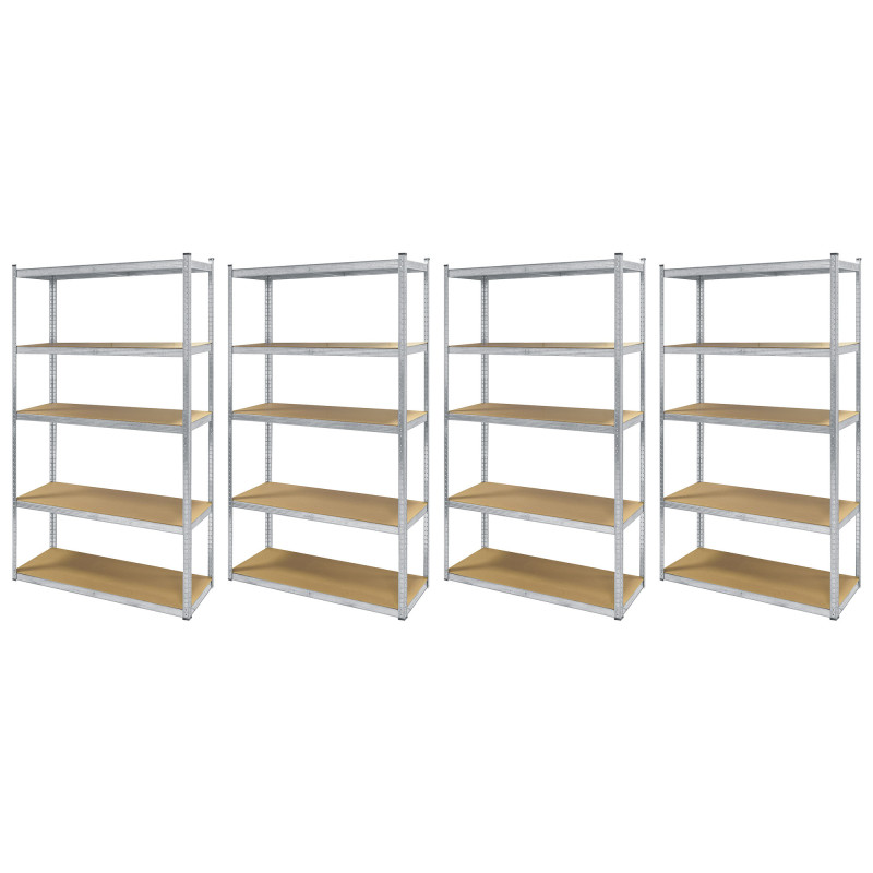 Lot de 4 étagères métal XXL grand modèle - Hauteur 2M20 Largeur 1m20 - charges très lourdes - 5 plateaux - 1325 Kg